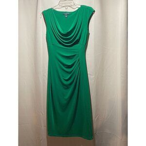Lauren Ralph Lauren Green Sleeveless Draped Midi Dress Size 2 Polyester Blend